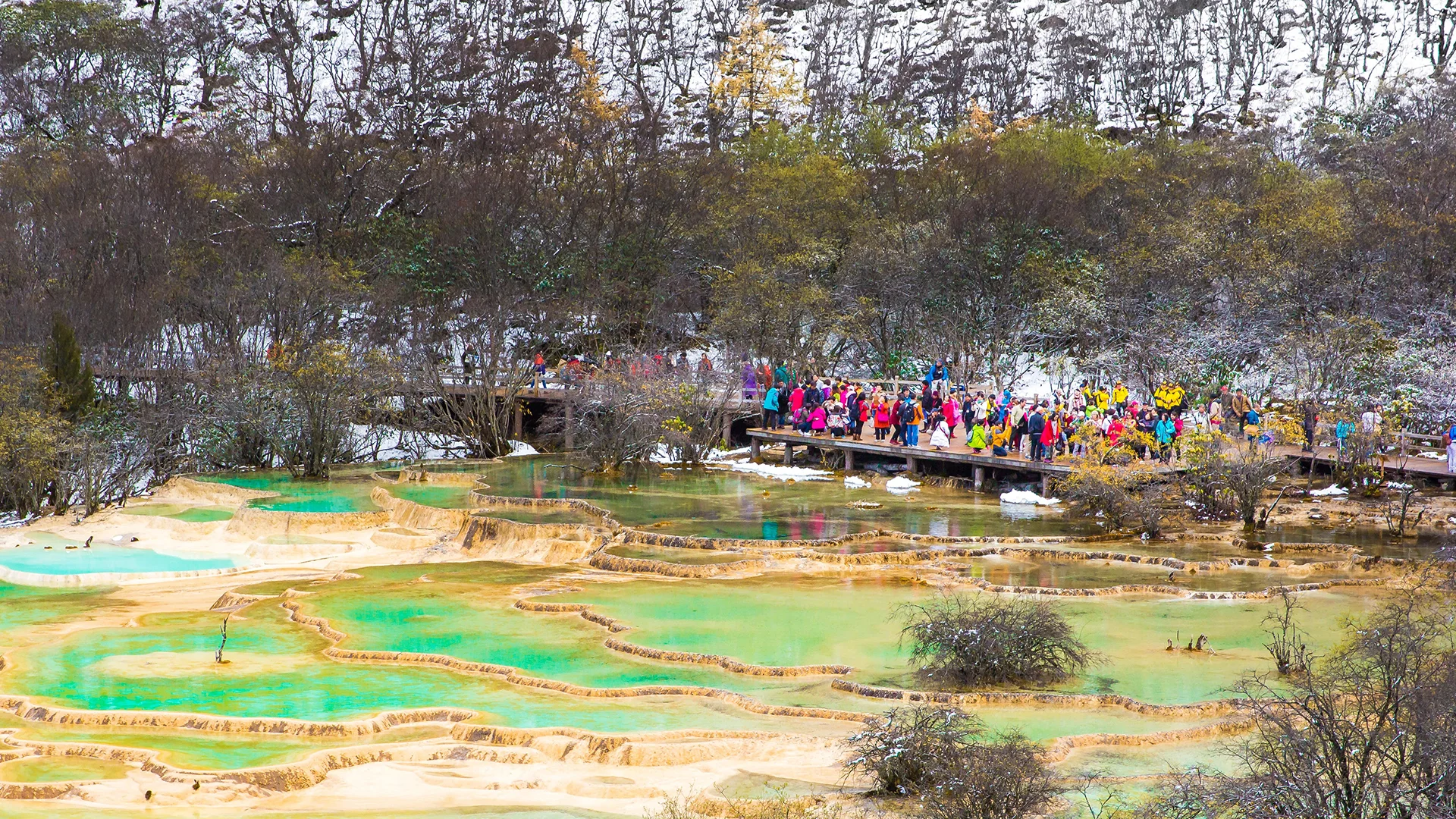 Private car arriving near Jiuzhaigou Valley after a long overland journey