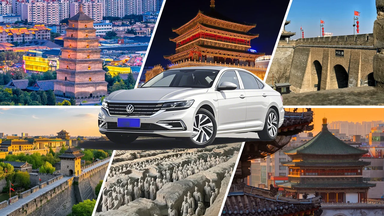 Private car tour in Xi'an with driver near the ancient City Wall