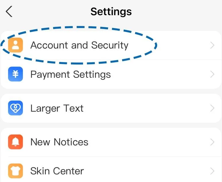 Navigating to the account and security section within Alipay settings
