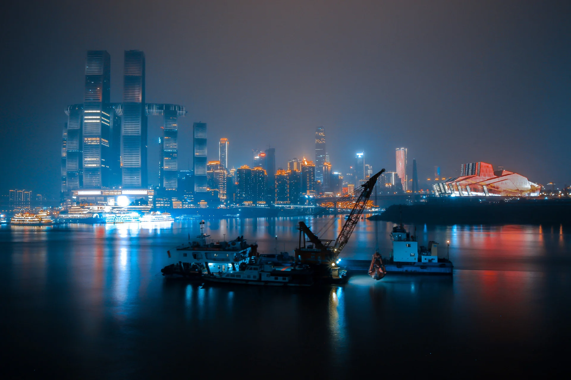 Liziba station with a monorail passing through a residential building