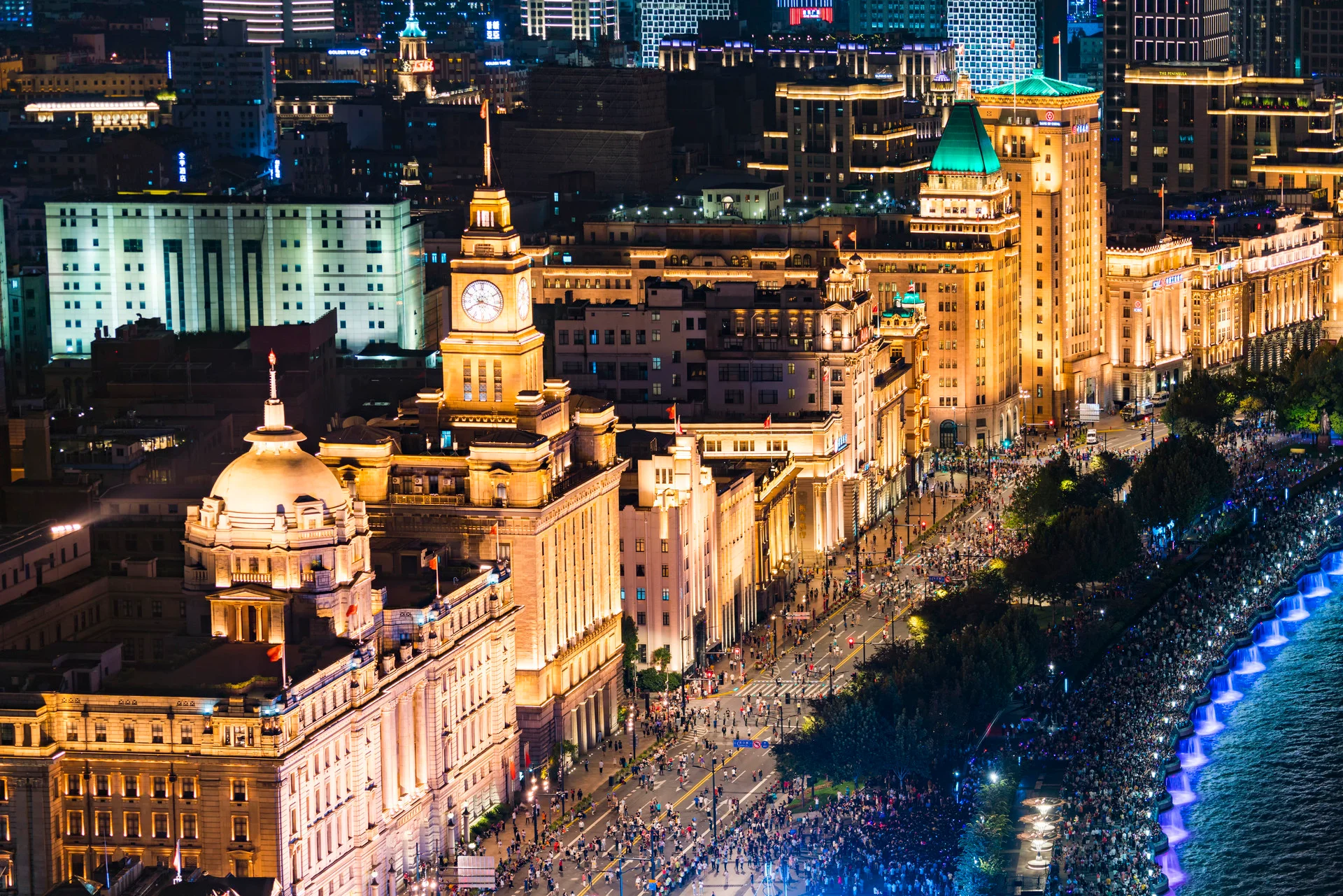 Shanghai skyline with Pudong skyscrapers and the Huangpu River