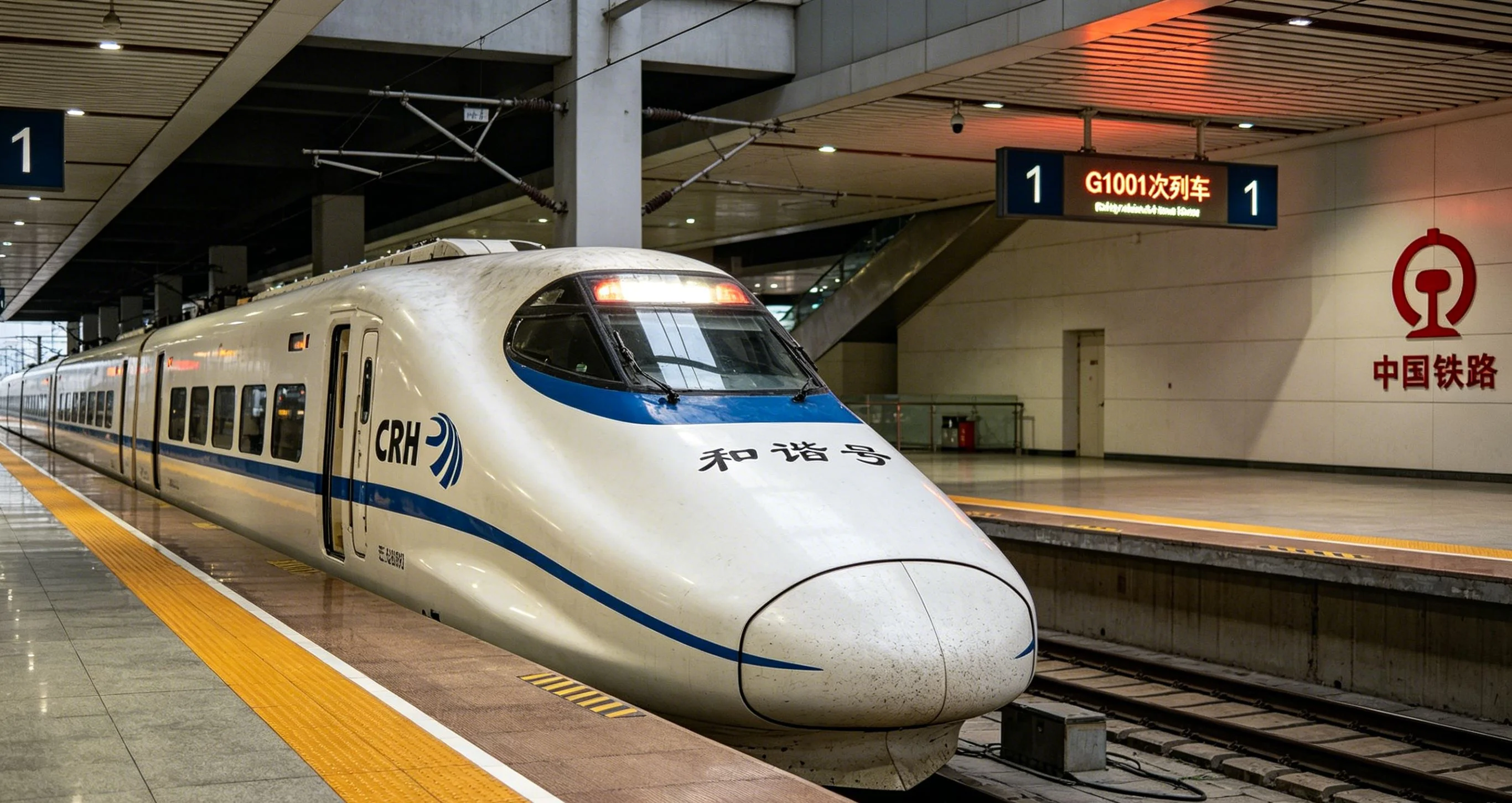China high-speed rail train at station platform for foreign travelers