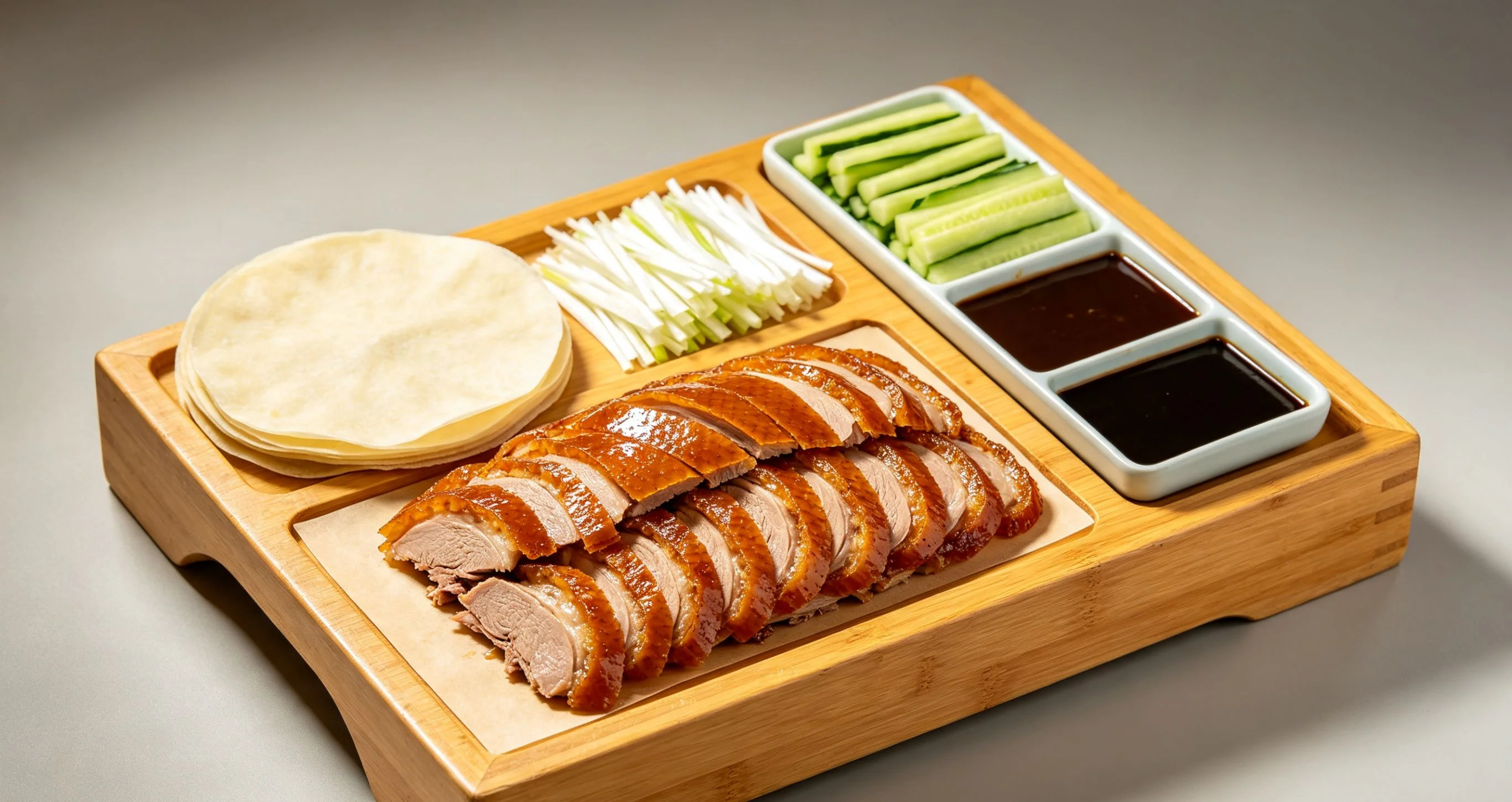 Crispy Peking duck served in a Beijing restaurant