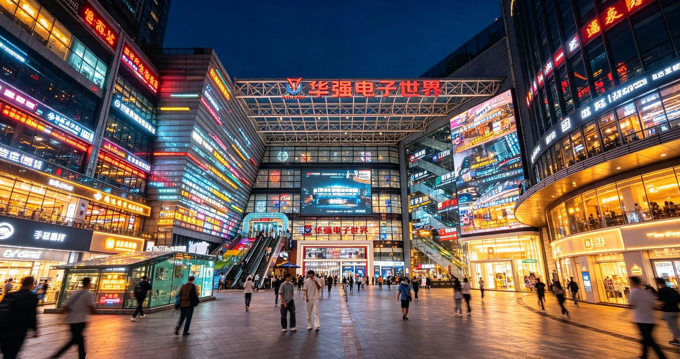 Busy local market street in Beijing with souvenir stalls and Chinese shoppers