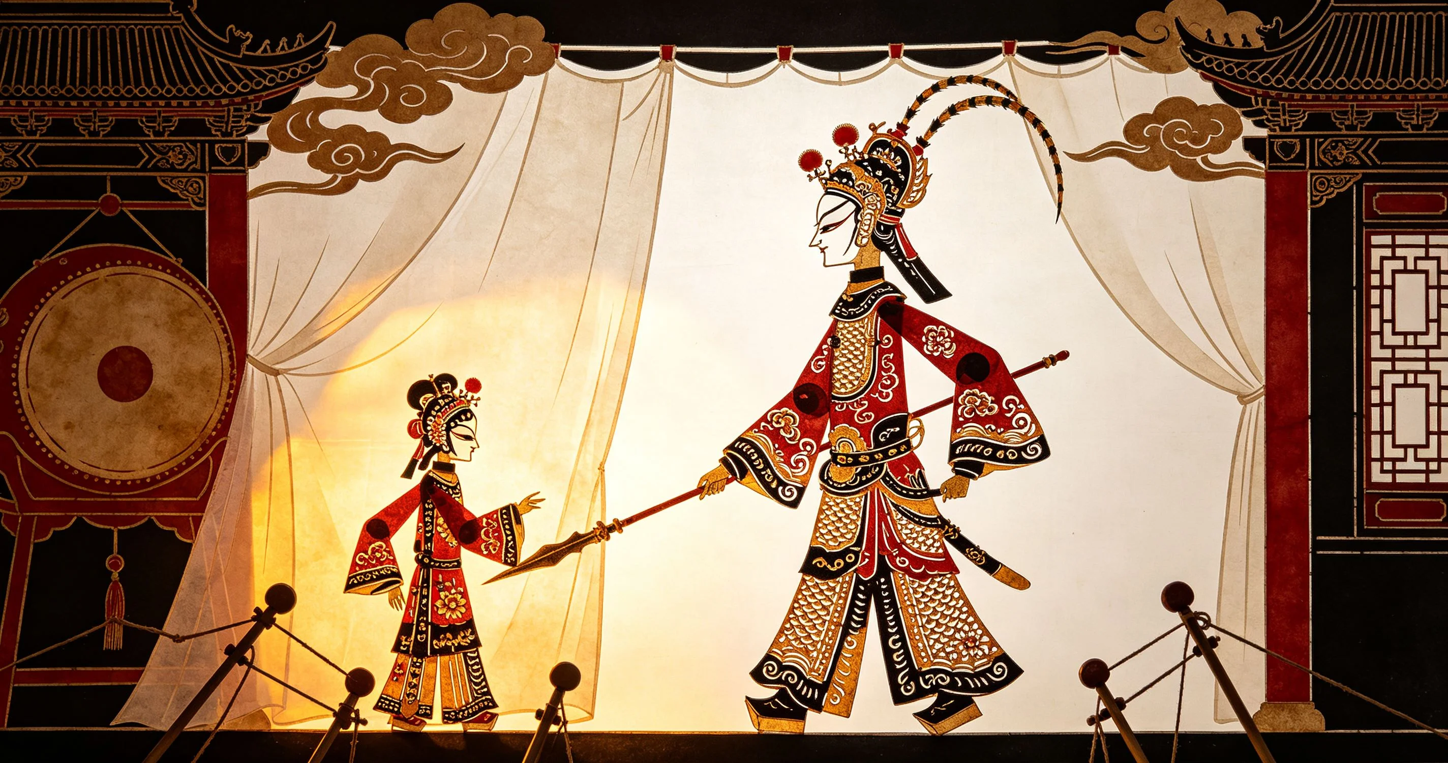 Traditional shadow puppets showcasing Shaanxi folk art and craftsmanship